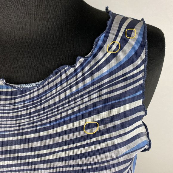 Shein Tank Top Women's Size L US 8 / 10 Marble Print Mesh Cropped Festival Club - Picture 4 of 12